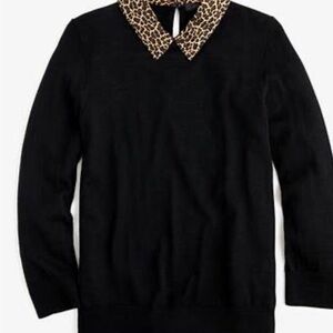 NWT JCrew Tippi sweater with leopard collar